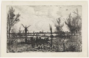 Hollands landschap door Johannes Tavenraat
