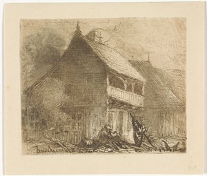Huisje te Auschowitz in Bohemen door Johannes Tavenraat