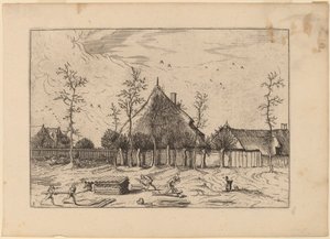 Boerderij door Johannes and Lucas van Doetechum after Master of the Small Landscapes