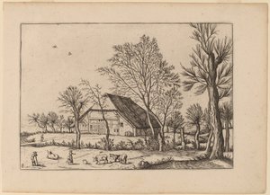 Boerderij door Johannes and Lucas van Doetechum after Master of the Small Landscapes