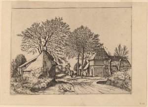 Weg met Schuur en Huisjes door Johannes and Lucas van Doetechum after Master of the Small Landscapes