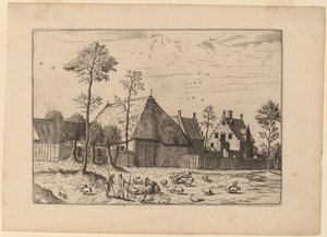 Schuur met huisje door Johannes and Lucas van Doetechum after Master of the Small Landscapes