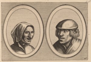 "Vrouw Verneem-al" en "Hans de Pluym-strijcker" door Johannes and Lucas van Doetechum after Pieter Bruegel the Elder