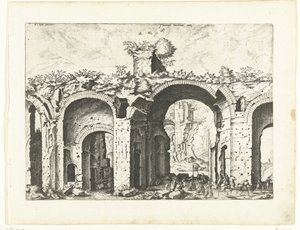 Tweede gezicht op de Thermen van Diocletianus door Johannes of Lucas van Doetechum (attributed to)