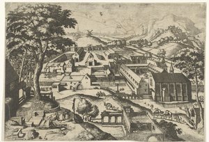 Landschap met de heilige Hieronymus door Johannes of Lucas van Doetechum