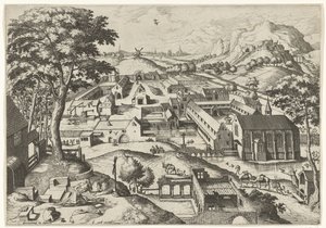 Landschap met de heilige Hieronymus door Johannes of Lucas van Doetechum