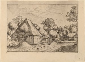 Een Boerderij met een Put door Johannes van Doetechum, the Elder and Lucas