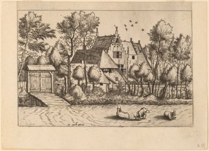 Landhuis met een Sloot door Johannes van Doetechum, the Elder and Lucas