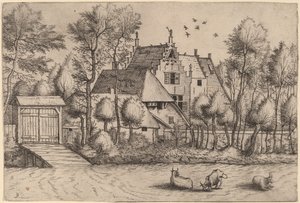 Landhuis met een Sloot door Johannes van Doetechum, the Elder and Lucas