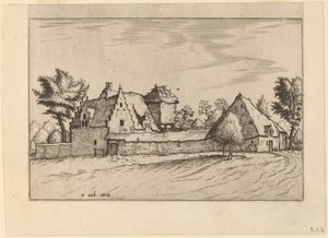Boerderijen in een Hof door Johannes van Doetechum, the Elder and Lucas