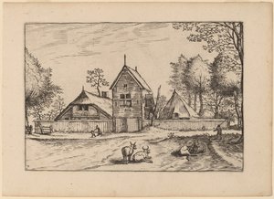 Boerderij door Johannes van Doetechum, the Elder and Lucas