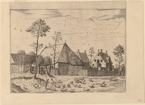Schuur met huisje door Johannes van Doetechum, the Elder and Lucas