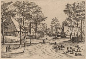 Dorpsstraat door Johannes van Doetechum, the Elder and Lucas