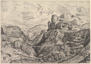 Alpenlandschap met een diepe vallei uit De Grote Landschappen