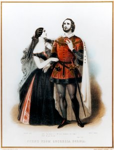 Opera Lucrezia Borgia van Gaetano Donizetti - Introductie tot Scene II met Mario (Italiaanse tenor: 1810-1883) en Grisi (1811-1869) in Londen, HM theaterproductie, 6 juni 1839