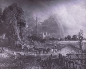 Kathedraal van Salisbury vanuit de weiden, Bibbys Jaarboek door John (after) Constable