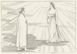 De Opstijging naar de Eerste Hemel, Paradijs, Canto 1 (gravure) door John (after) Flaxman
