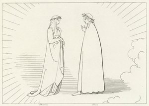 Beatrice en Dante, Paradijs, Canto 7 door John (after) Flaxman