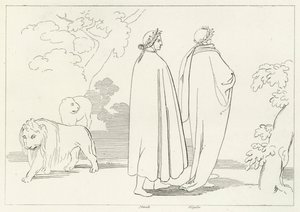 Het betreden van het donkere woud, Inferno, Canto 1 door John (after) Flaxman