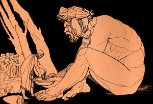 Odysseus geeft wijn aan Polyphemus, De Odyssee (prent)