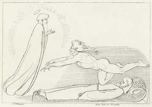 De Strijd om Guido De Montefeltro, Inferno, Canto 27 (gravure) door John (after) Flaxman
