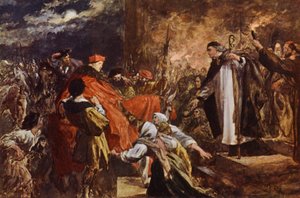 Aankomst van Kardinaal Wolsey bij Leicester Abbey