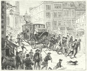 Franse diplomaat Jacques Lauriston in Londen om de ratificatie van de Vrede van Amiens over te brengen door John (after) Gilbert
