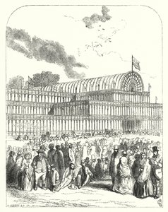Het Crystal Palace in Hyde Park, Londen, locatie voor de Grote Tentoonstelling van 1851, ontworpen door Joseph Paxton en Charles Fox