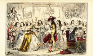 Koning Charles II op een dansfeest tijdens de Restauratie, circa 1660 door John (after) Leech