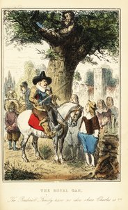 Koning Karel II verstopt zich in een eik in Boscobel Wood, na de Slag bij Worcester