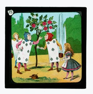 Alice in Wonderland, gekleurde lantaarnplaten