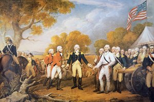 Overgave van generaal Burgoyne bij Saratoga, New York door John (after) Trumbull