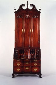 De Nicholas Brown Chippendale blok-en-schelp bureau en boekenkast, c.1760-70 (mahonie)