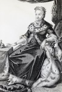 Catharina II, geboren Sophie Friederike Auguste (1729-1796), keizerin van Rusland, gravure door Walter Charles Mills