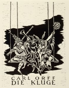 Speelbiljet voor première van Die Kluge door Carl Orff in Frankfurt