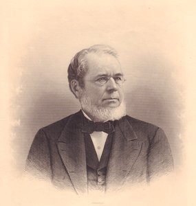 Portret van Amerikaanse graveur Andrew Varick Stout (1835-1906), gravure door F E Jones
