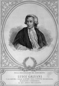 Portret van Luigi Galvani (1737-1798), Italiaanse fysioloog, natuurkundige, bioloog en anatoom, die dierlijke elektriciteit ontdekte, tekening