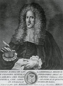 Portret van Pirro Maria Gabbrielli (1643-1705), Italiaanse filosoof en professor in theoretische geneeskunde en botanie, gravure door Cosimo Zocchi door Walter Charles Mills