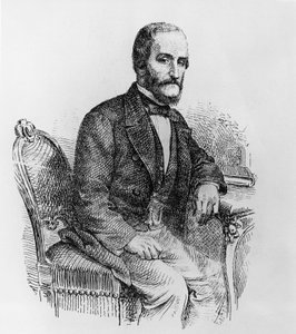 Portret van Raffaele Busacca dei Gallidoro (1810-1893), Italiaanse politicus en econoom, gravure door Walter Charles Mills