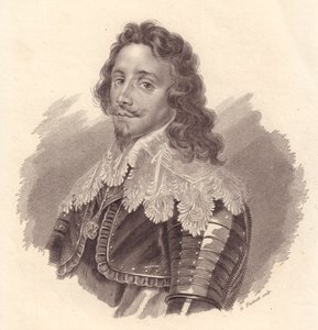 Portret van Thomas Francis van Savoye, Prins van Carignano (1596-1656), kopergravure door G Fusinati naar schilderij van Van Dick door Walter Charles Mills