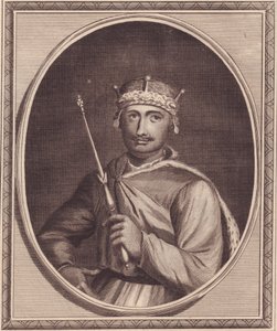 Portret van Willem II van Engeland (1056-1100), ook bekend als Rufus, kopergravure door John Goldar