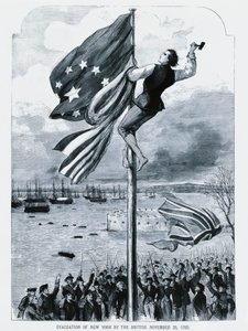 De Britten verlaten New York, terwijl de Amerikaanse vlag wordt gehesen, 25 november door Walter Charles Mills