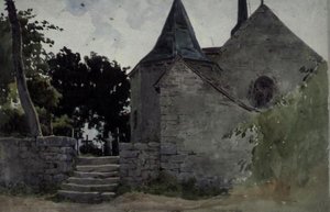 Zicht op een kerk door John Absolon