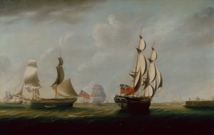 Twee Engelse Collier Brigs bij Whitby met andere Schepen op de Achtergrond door John Askew