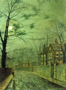 Een Weg bij Maanlicht door John Atkinson Grimshaw