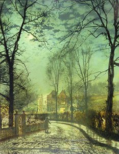 Een maanverlichte weg, 19e eeuw door John Atkinson Grimshaw