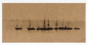 Boten voor Anker in een Estuarium