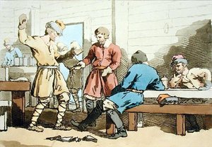 Een Kaback, geëtst door de kunstenaar, gepubliceerd 1803 door John Augustus Atkinson