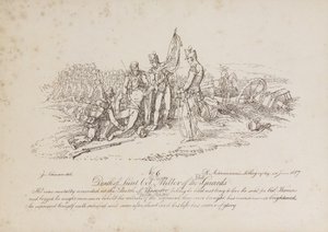 Dood van Luitenant-Kolonel William Miller van de 1e Garde bij de Slag van Quatre Bas