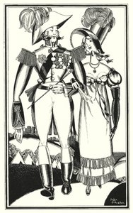 Illustratie voor Don Juan door Lord Byron: Medailles, Rang, Linten, Kant, Borduurwerk, Scharlaken door John Austen